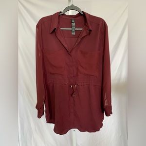 CHICO’S (Size 3) Black Label Burgundy Blouse